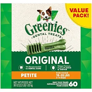 Original Petite Natural Dental Care Dog Treats, 36 oz. Pack (60 Treats). after S&S and automatic coupon buy 1 get 2nd