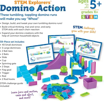 59-Piece Learning Resources Domino Action STEM Toy Set w/ Prime