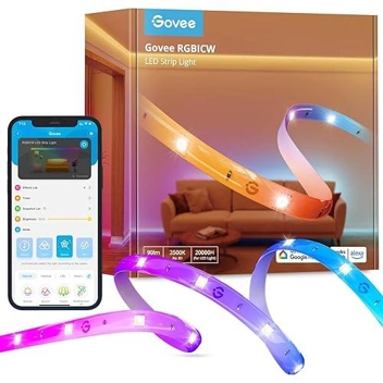 Govee 65.6ft 90lm RGBICW LED Smart Strip Lights w/ Music Sync