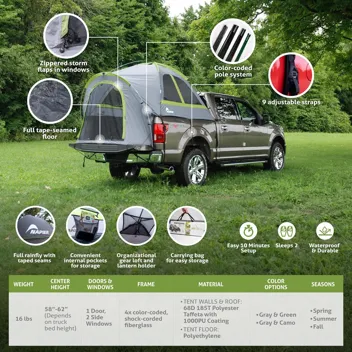 Backroadz Truck Tent Grey/Green | Size: Full Size Regular Bed (6.4'-6.7') Amazon