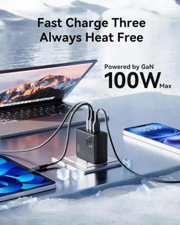 Iniu 100W GaN 3-Port USB Wall Charger with USB-C Cable