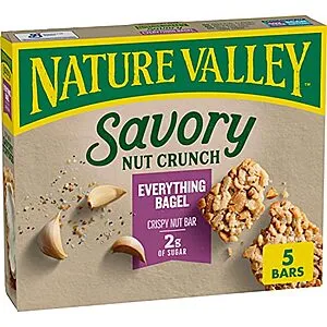 [S&S]: 5-Count 0.89-Oz Nature Valley Savory Nut Crunch Bars (Everything Bagel)