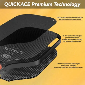 QuickAce Carbon Fiber Raw Toray 3K Honeycomb Core Pickleball Paddles