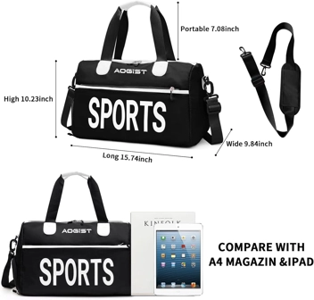 Sports Gym Bag with Wet Pocket & Shoes Compartment, Waterproof Shoulder Weekender Bag for Women and Men Swim Sports Travel Gym Bag Lightweight and easy Carry on