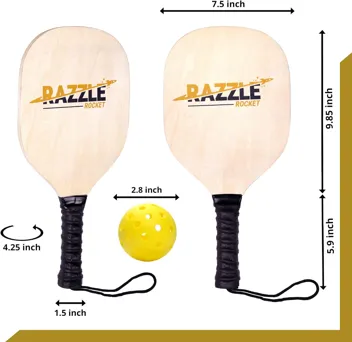 Razzle Wooden Pickleball Paddle w/ 6 Pickle Balls