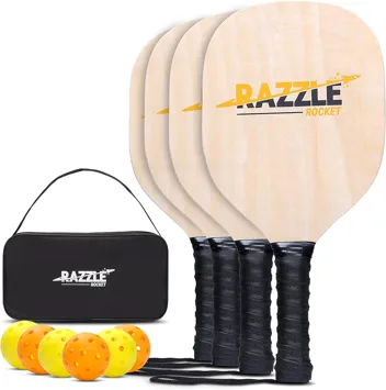 Razzle Wooden Pickleball Paddle w/ 6 Pickle Balls