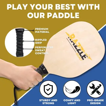 Razzle Wooden Pickleball Paddle w/ 6 Pickle Balls