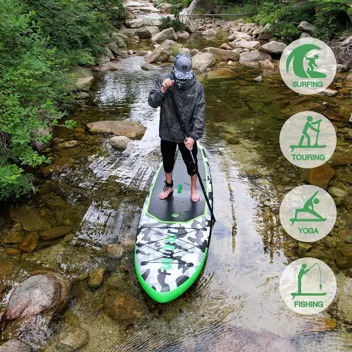 11ft Inflatable Ultra-Light Stand Up Paddle Board Kit (Black Green)