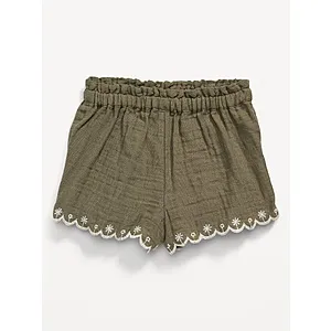 Double-Weave Scallop-Trim Shorts for Baby