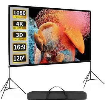Visualpex 120" 16:9 4K HD Portable Projector Screen with Carry Bag