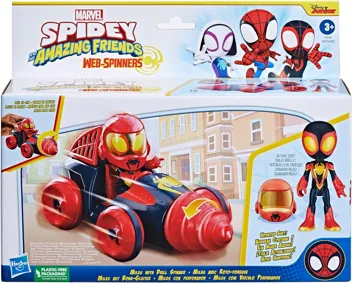 Spidey and His Amazing Friends Web-Spinners Miles with Drill Spinner Car Playset