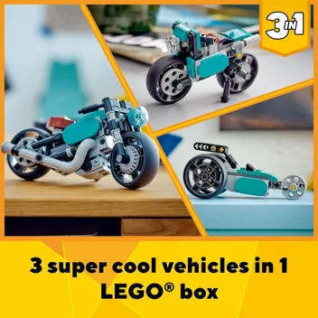 Creator 3 in 1 Vintage Motorcycle Set (31135, 128-Pieces)