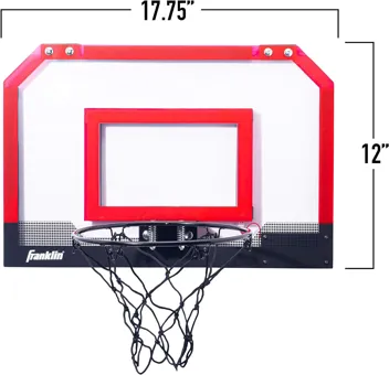 Sports Over the Door Indoor Basketball Hoop - Kids Mini Hoop for Bedroom - Steel Rim Mini Hoop - Includes Ball and Pump - Red Light Up