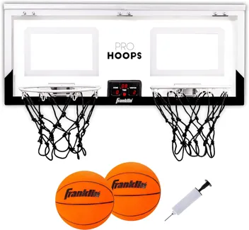 Sports Over the Door Indoor Basketball Hoop - Kids Mini Hoop for Bedroom - Steel Rim Mini Hoop - Includes Ball and Pump - Red Light Up