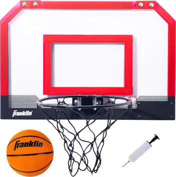 Sports Over the Door Indoor Basketball Hoop - Kids Mini Hoop for Bedroom - Steel Rim Mini Hoop - Includes Ball and Pump - Red Light Up