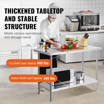 24"x48"x34" 800lb Capacity Stainless Steel Prep Table