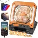 20000mAh Solar Camping Fan with LED Light