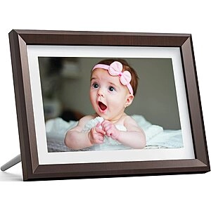 10" Touch Digital Picture Frame WiFi IPS Touch Screen HD Display (Choco Brown)