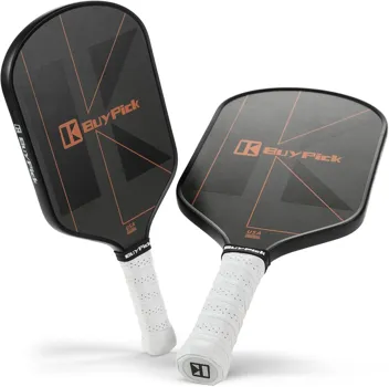 Carbon Fiber Surface Pickleball Paddle Set (2x Paddles, 4x Balls)