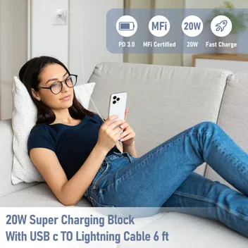 2Pack Type C Fast Wall Charger Block with USB C to Lightning Cable for iPhone 14/13/12/11/Plus/Pro