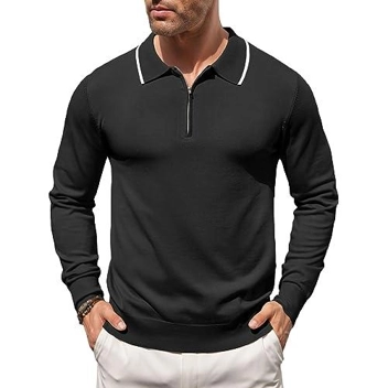 CooFandy Long Sleeve Zipper Polo Shirt