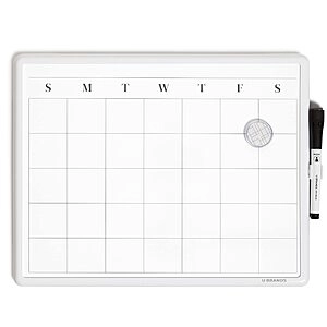 11" x 14" U Brands Contempo Magnetic Monthly Calendar Dry Erase Board w/ Dry Erase Marker (White Frame)