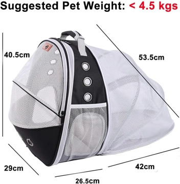 Halinfer Breathable Cat Extendable Backpack Carrier (Up to 12lb Cats)