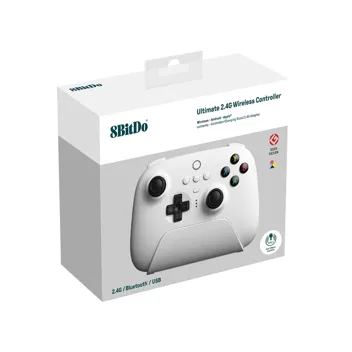 8Bitdo Ultimate 2.4g Wireless Controller with Charging Dock for Windows, Android & Raspberry Pi (White)