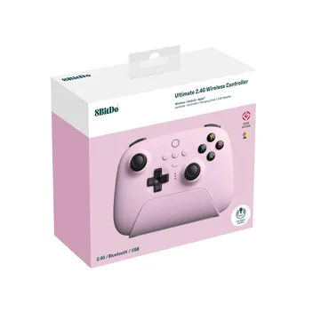 8BitDo Ultimate 2.4g Wireless Controller w/ Charging Dock (Mobile & PC, Pastel Pink)