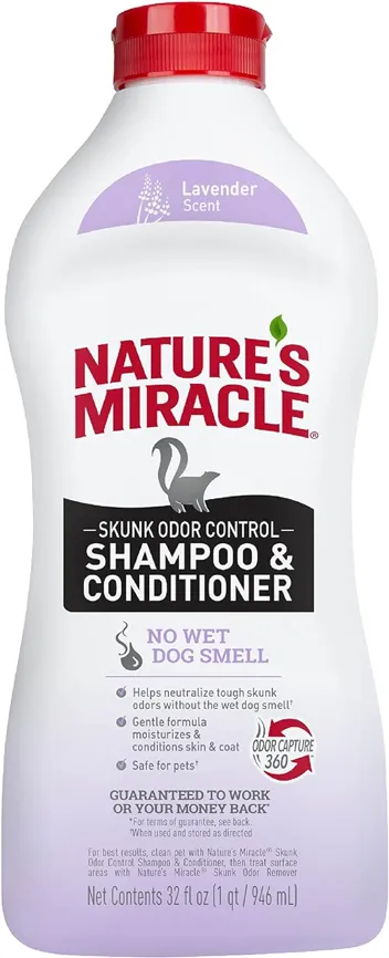 Nature's Miracle Skunk Odor Control Shampoo & Conditioner Lavender Scent 32 Oz