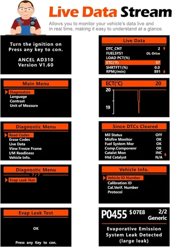 AD310 Classic Enhanced Universal OBD II Scanner