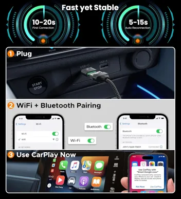 Cuarko Wireless CarPlay Car Adapter (Requires Car with CarPlay)