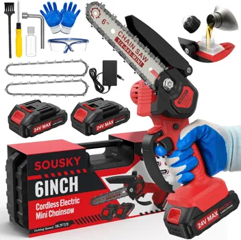 Sousky 6in 24V 2000mAh Cordless Electric Mini Chainsaw Kit