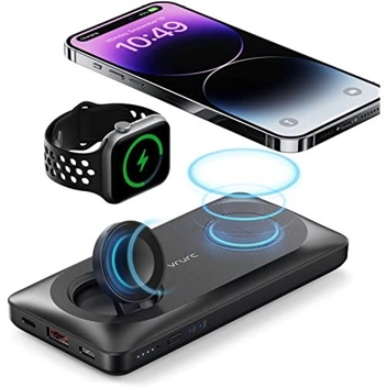 Vrurc 3-in-1 10000mAh Magnetic Wireless Portable Power Bank (for iPhone, Airpods, Apple Watch)