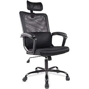 Smug Ergonomic Mesh Home Office Computer Chair w/ Lumbar Support & Headrest (Black)