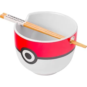 Pokemon Pokeball 20oz Ceramic Ramen Noodle Bowl with Chopsticks