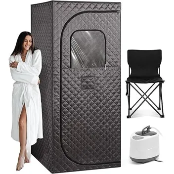 Portable Steam Sauna Tent Set with 2.6L 1000W Steamer, Folding Chair