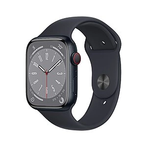 Watch Series 8 GPS + Cellular 45mm Smart Watch w/Midnight Aluminum Case with Midnight Sport Band - M/L