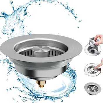 Makeforyou 3-in1- 3.5" Stainless Steel Kitchen Sink Strainer Combo