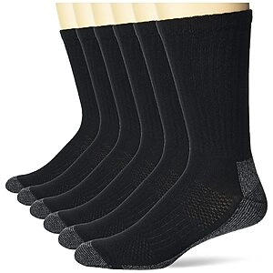 Crew Socks, 6-pair Pack Work Sock, Black, 6 12 US