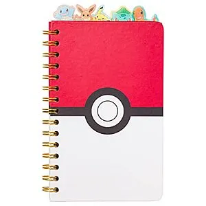 Silver Pokemon Pokeball Starters Spiral Tabbed Notebook (8 x 5 Inches)