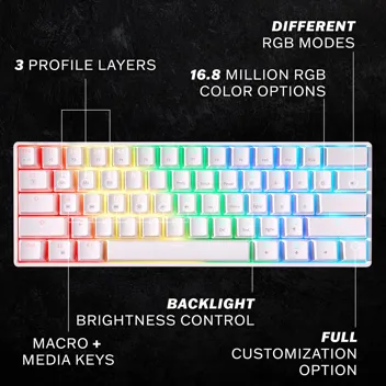 HK GAMING GK61 Mechanical RGB Gaming Keyboard (Gateron Optical Black Switches)