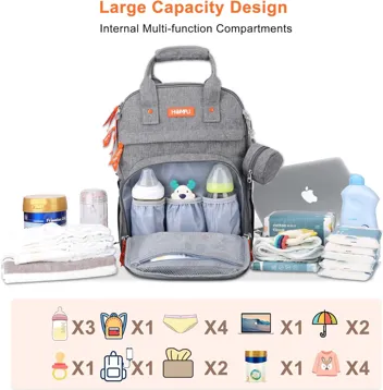 Homfu Diaper Bag Backpack Mommy Hospital Baby Bags For Boys Girl Travel Backpacks Mom Grey Dad Diaper Bag Tote Baby Registery (Gray)