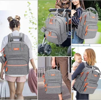 Homfu Diaper Bag Backpack Mommy Hospital Baby Bags For Boys Girl Travel Backpacks Mom Grey Dad Diaper Bag Tote Baby Registery (Gray)