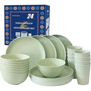Hieryqhe Wheat Straw Unbreakable Dinnerware Set (24-Piece)