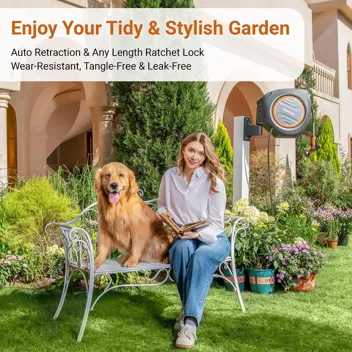 Ruvup 0.5" 110ft Auto Retractable Garden Hose Reel