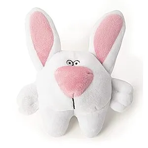 goDog Nose Bunny Squeaky Plush Dog Toy (White, Small)