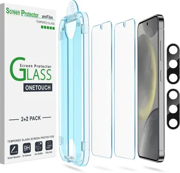 amFilm Auto-Alignment Samsung Galaxy S24 6.2" Tempered Glass Screen Protector & Camera Lens Protector