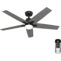 52" Matte Black Indoor Ceiling Fan w/ LED Light & Remote Control