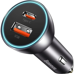 Baseus USB-C 60W Car Phone Charger, PD 30W & QC 30W Dual Port Fast Charger,